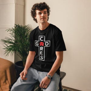 God Cares: Large Front – Unisex Organic Cotton T-Shirt